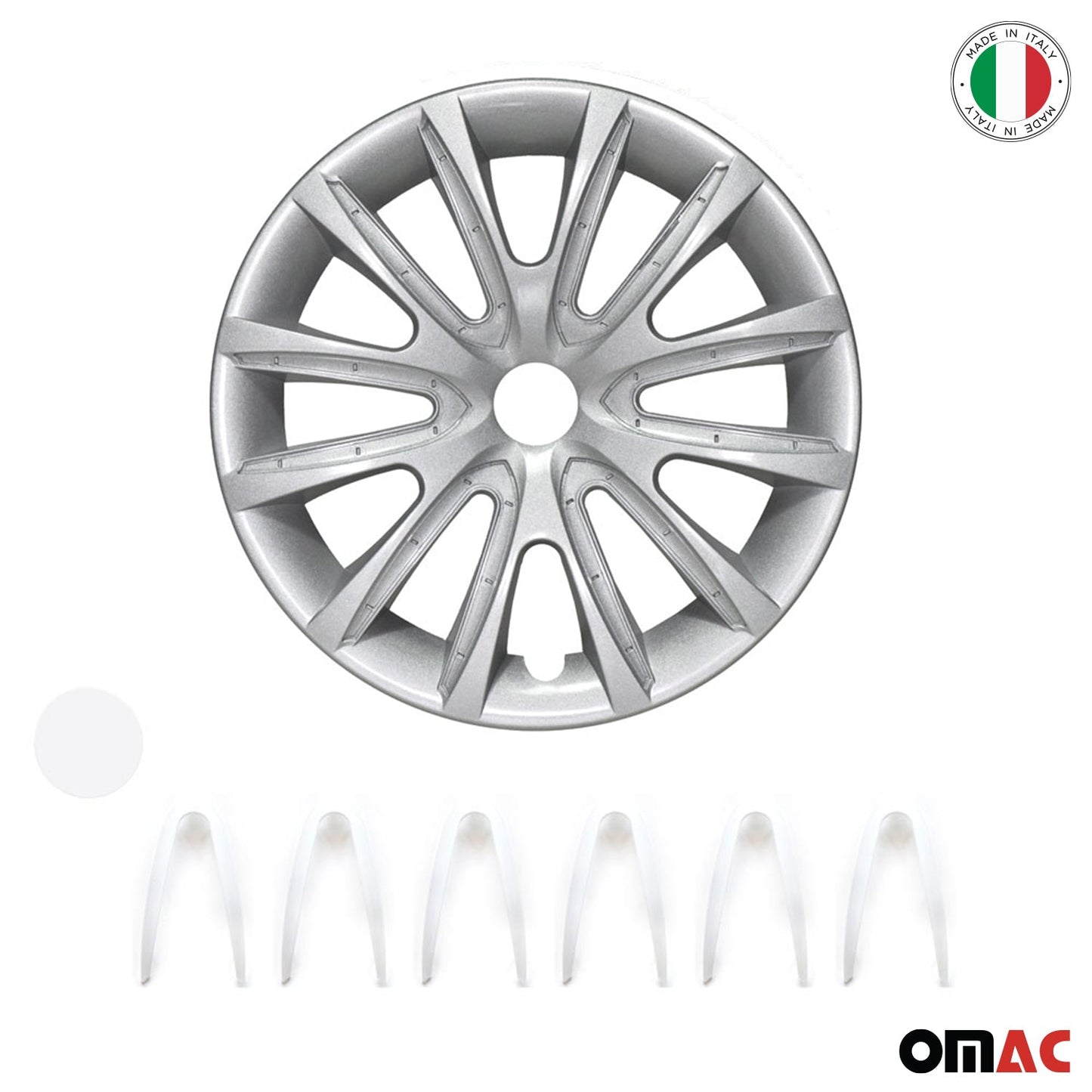 Bicolo Hub Caps Wheel Cover 15" Gray & White Full Set 4 pcs.