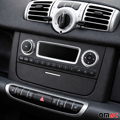2007-2015 Smart ForTwo Radio Button Switch Seal Washer Trim Stainless Steel 2 Pcs