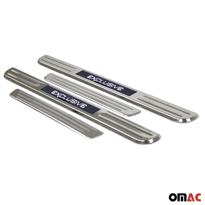 Mercedes C Class Door Sill Scuff Plate Illuminated Exclusive Stainless Steel Silver 4Pcs