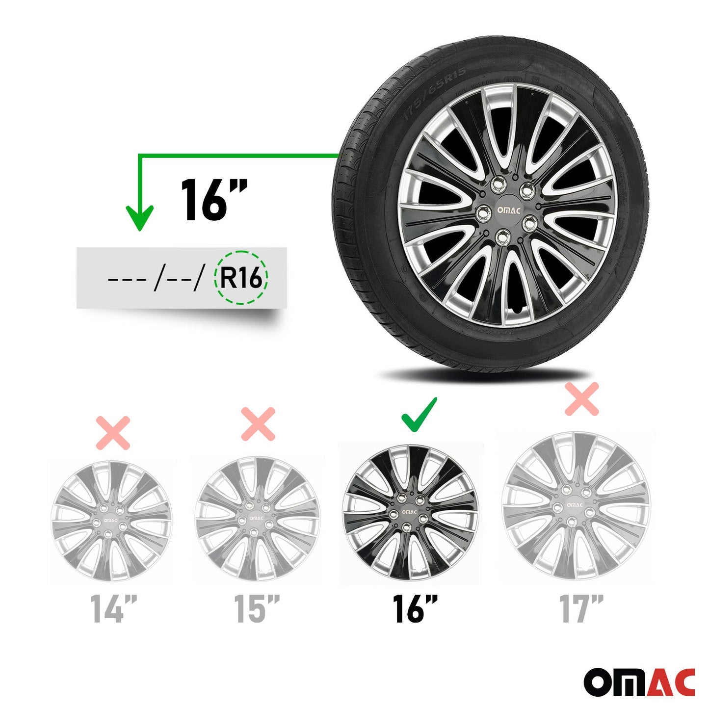 16" Hub Caps for Ford Transit 150 250 350 2015-2025 Black Silver 4x Wheel Covers