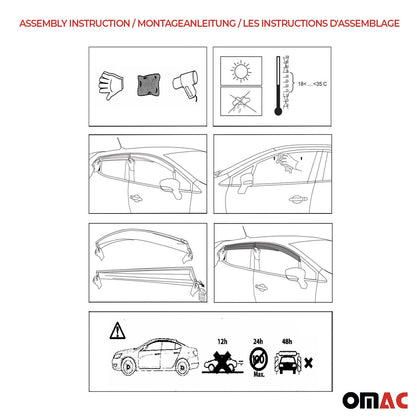 2010-2014 Kia Sorento Window Visor Vent Rain Deflector 4Pcs Smoke