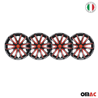 Bicolo Hub Caps Wheel Cover 16" Black & Red Full Set 4 pcs.