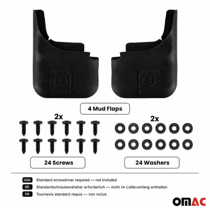 2009-2017 VW Tiguan Mud Guards Splash Mud Flaps Black 4 Pcs