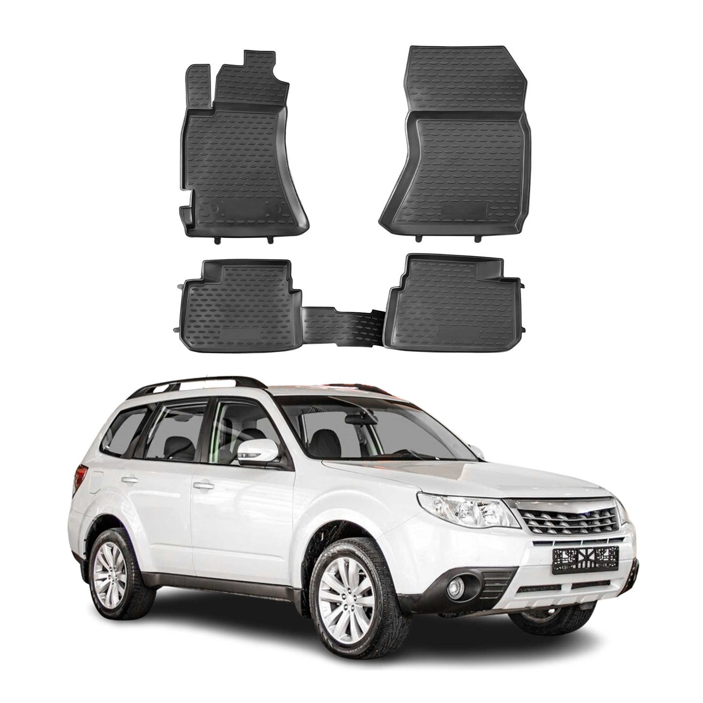 2009-2013 Subaru Forester III Floor Mats Liners Full Set All Weather Black