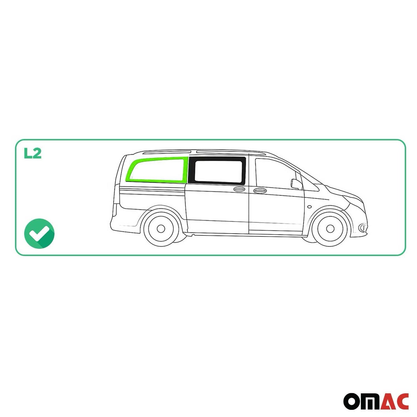 2016-2024 Mercedes Metris Window Glass Right Side Rear Black L2 MWB