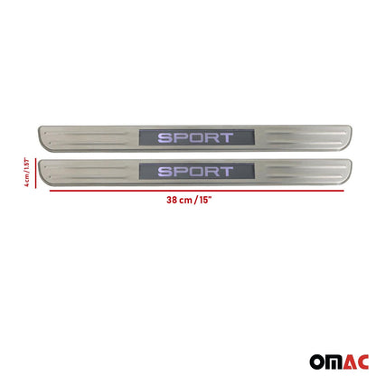 Hyundai Tiburon Door Sill Scuff Plate Illuminated Sport Stainless Steel Silver 2 Pcs