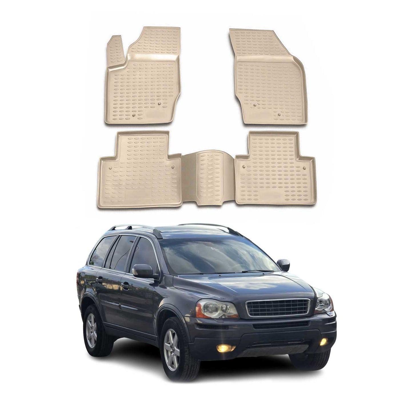 2003-2014 Volvo XC90 1.gen 5-Seats Floor Mats Liners Full Set All Weather 5 Seats Beige