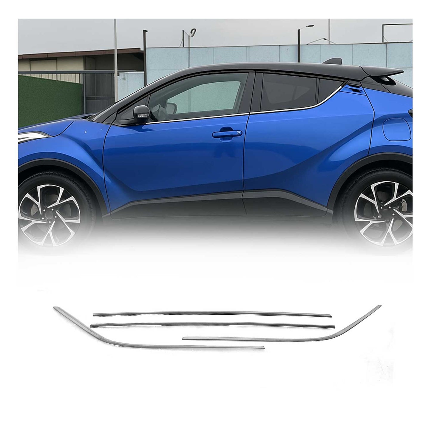 2018-2022 Toyota C-HR Window Molding Trim Streamer Stainless Steel Silver 4 Pcs