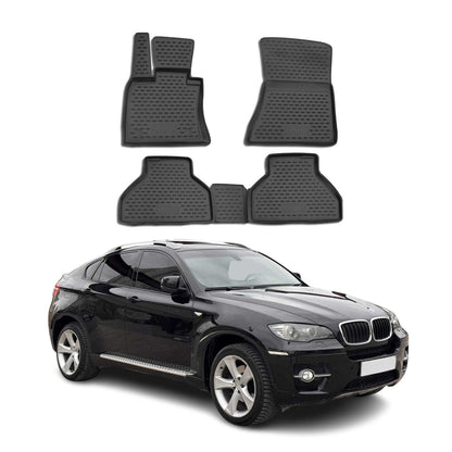 OMAC Floor Mats Liner for BMW X6 E71 E72 2008-2014 Rubber TPE Black 4Pcs