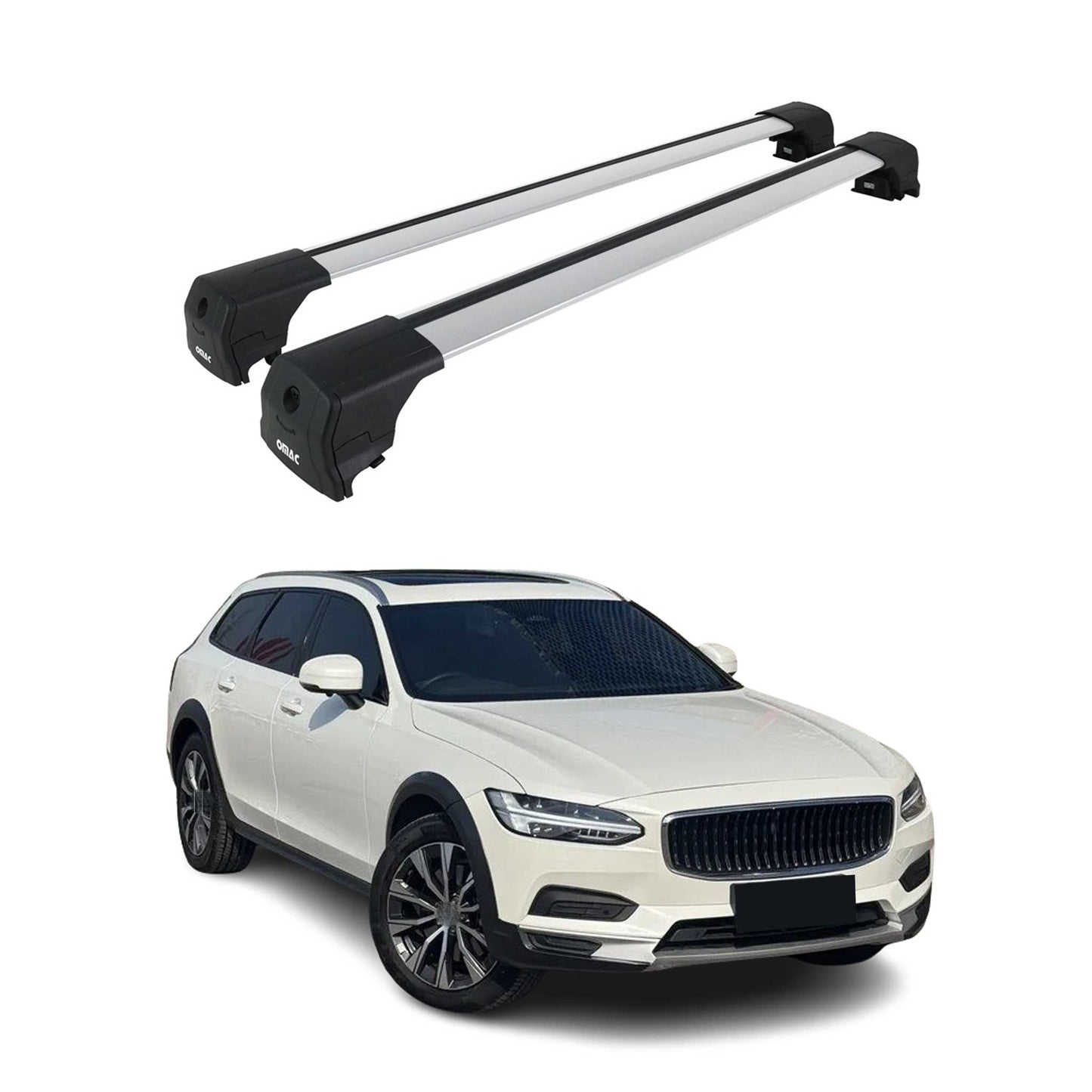 2018-2021 Volvo V90 Roof Rack Cross Bars Silver