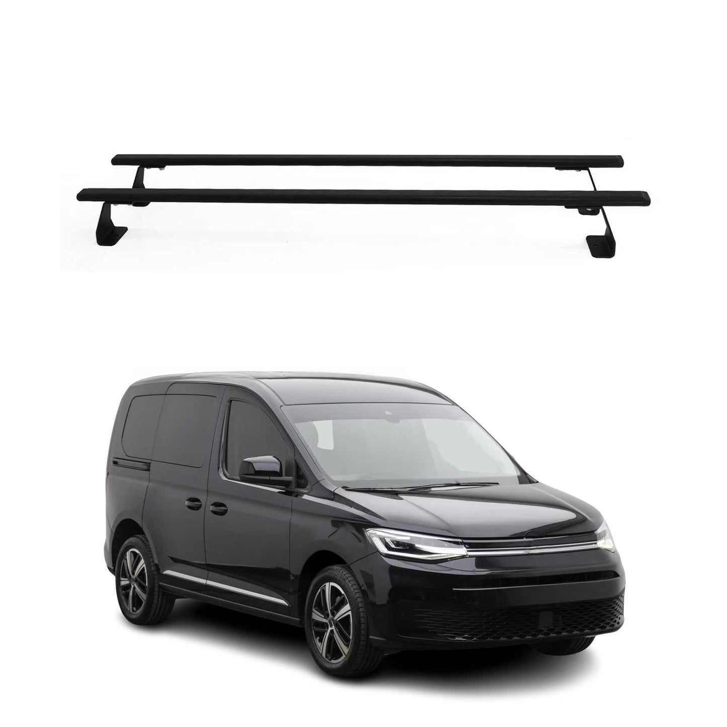 2020-2026 VW Caddy Roof Rack Cross Bars Steel Black 2Pcs