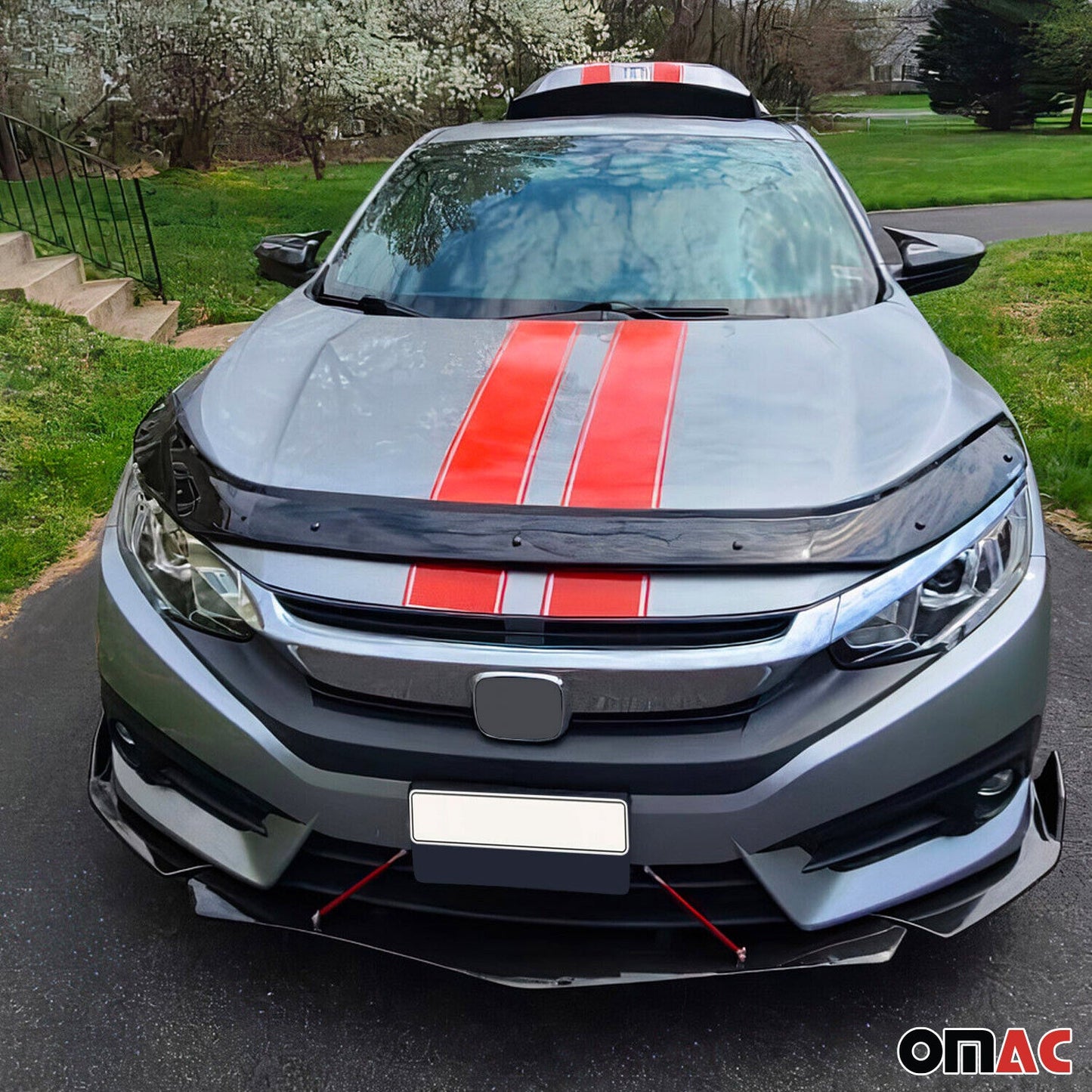 2016-2021 Honda Civic Front Bug Shield Hood Deflector 1 Pc Smoke
