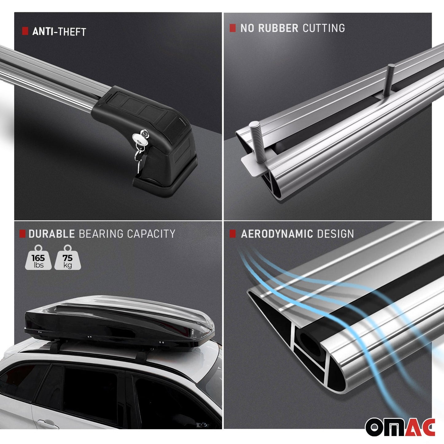 2017-2026 Audi Q7 Roof Rack Cross Bars Silver