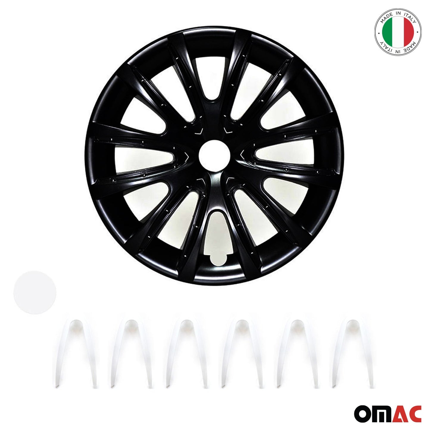 Bicolo Hub Caps Wheel Cover 15" Black & White Full Set 4 pcs.