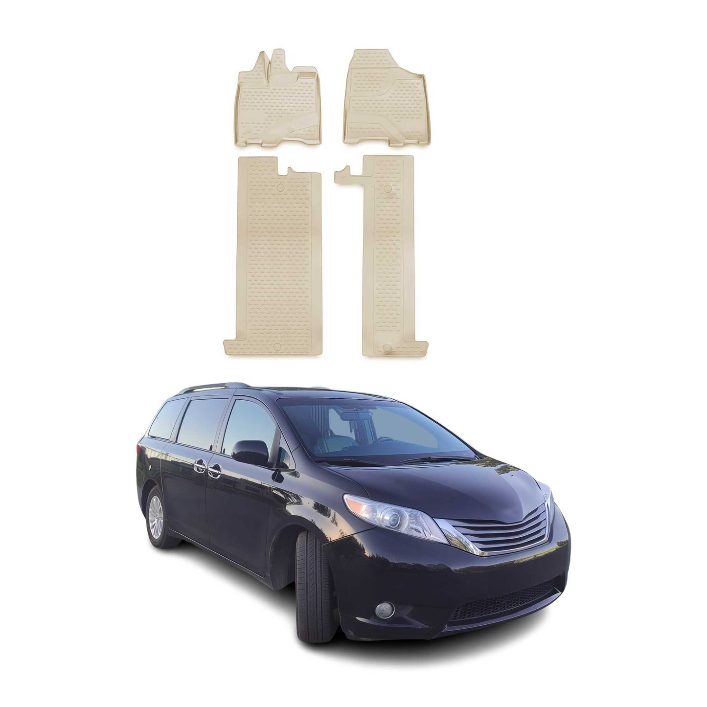 2011-2020 Toyota Sienna 3.gen 8 Seats Floor Mats Liners Full Set All Weather Beige