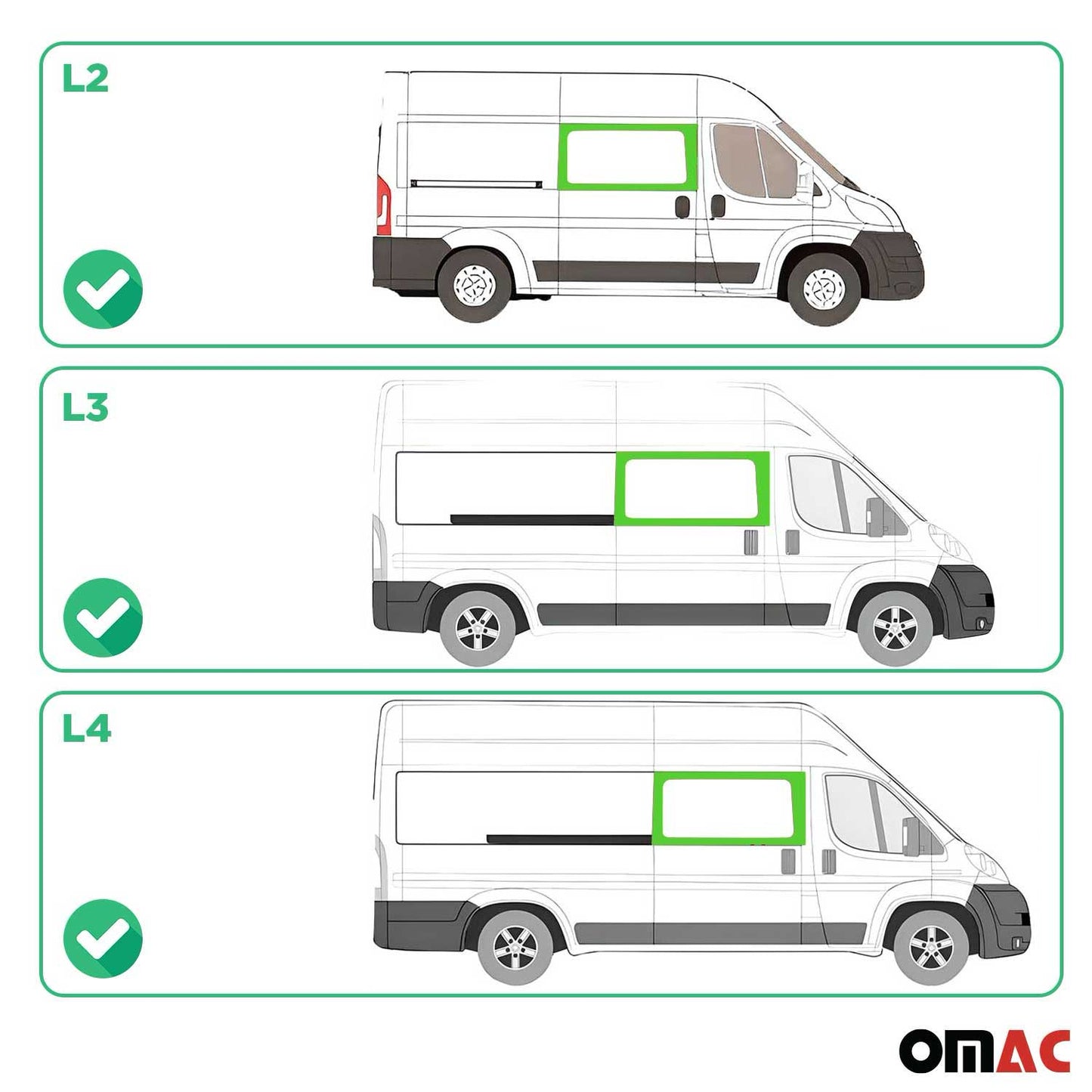 2014-2026 RAM ProMaster L2L3L4 Sliding Window Glass Fit Kit Right Sliding Door