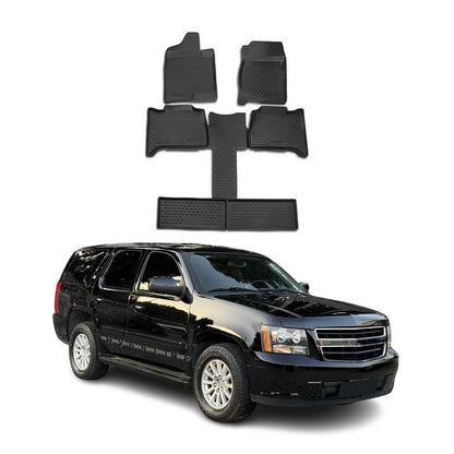 2007-2015 GMC Yukon 7 Seats Floor Mats Liners Full Set All Weather Black