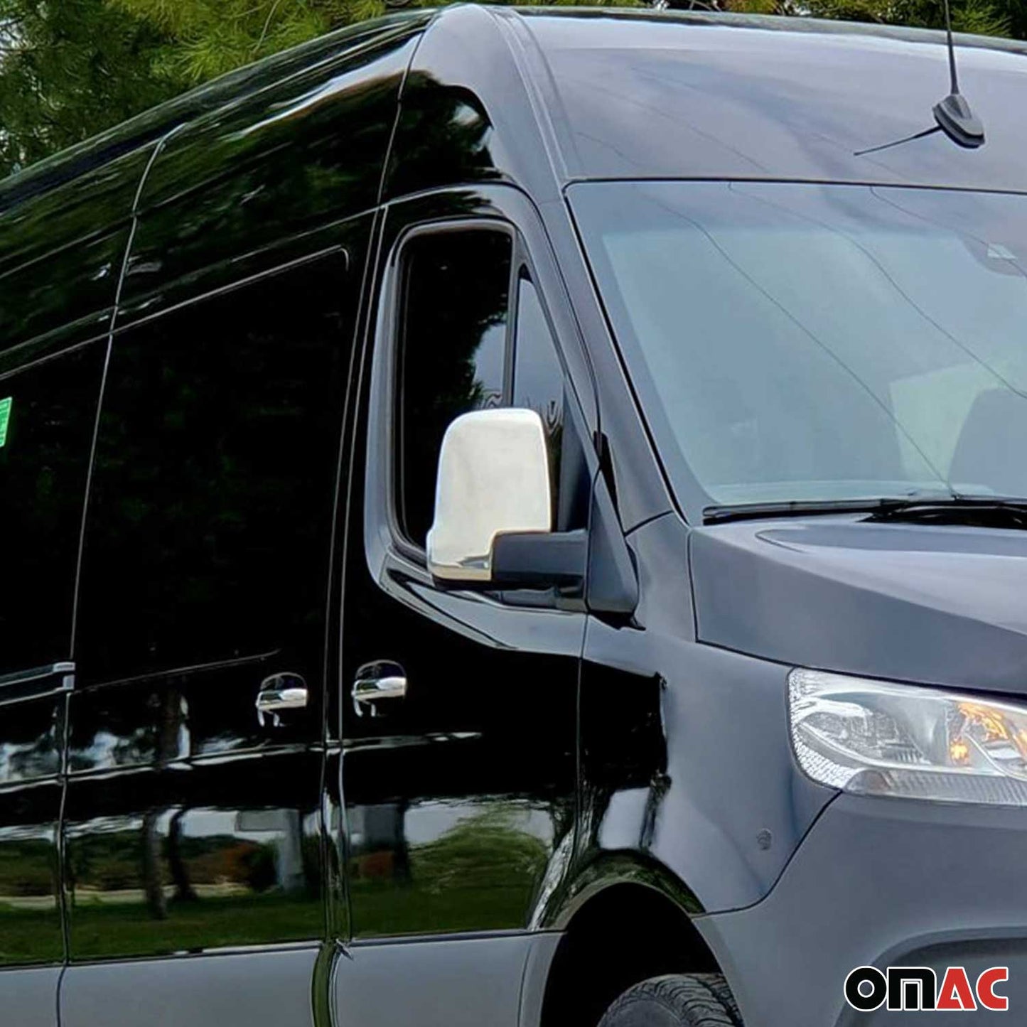 2019-2026 Mercedes Sprinter W907 910 Side Mirror Cover Caps Stainless Steel Silver 2Pcs