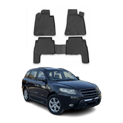 2007-2010 Hyundai Santa Fe 2.gen Pre-Facelift Floor Mats Liners Full Set All Weather Black