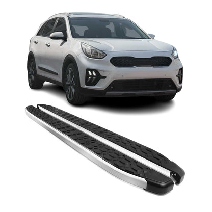 2017-2022 Kia Niro 1.gen Running Boards Side Steps Silver & Black
