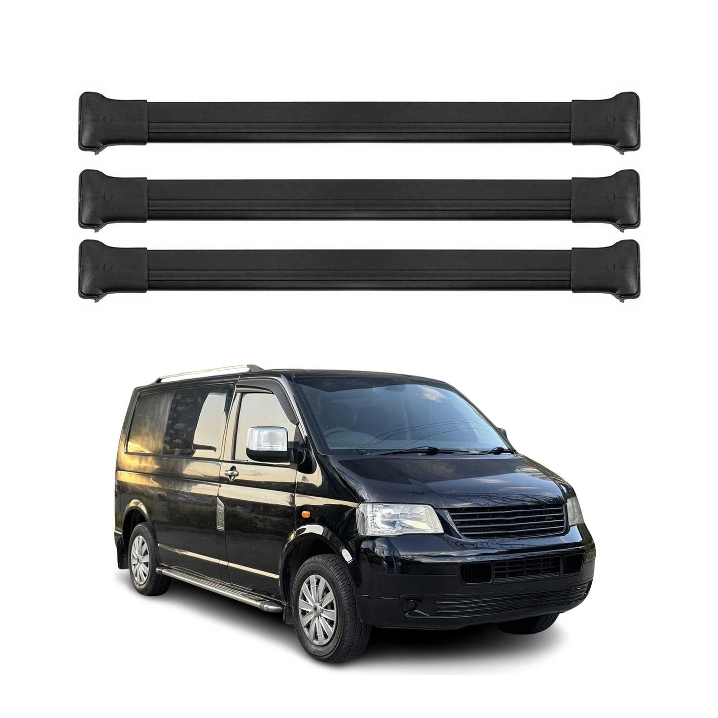 2010-2015 VW T5 Transporter Roof Rack Cross Bars 3Pcs Black