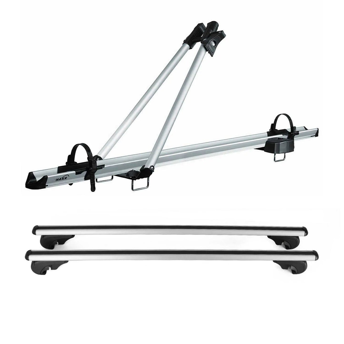 1999-2005 Toyota Yaris Verso Bike Rack Carrier Roof Racks Set Silver 3Pcs