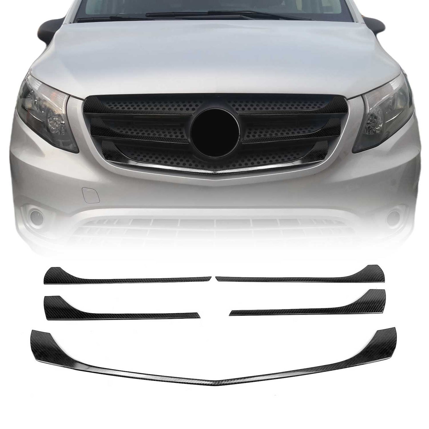 2016-2020 Mercedes Metris Front Bumper Grill Trim Molding Carbon Fiber 5x