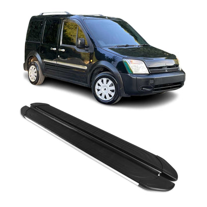 2010-2013 Ford Transit Connect Long Running Boards Side Steps Silver & Black