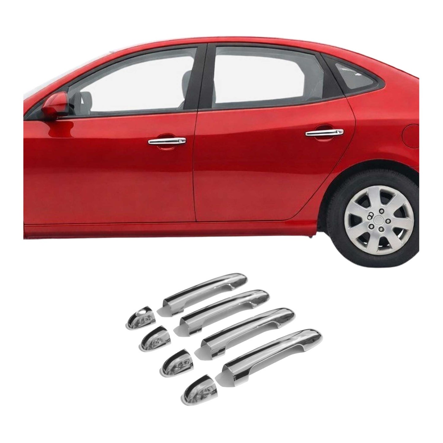 2007-2010 Hyundai Elantra Car Door Handle Cover Protector Silver 8Pcs Stainless Steel