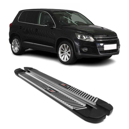 2009-2017 VW Tiguan Running Boards Side Steps Silver & Black