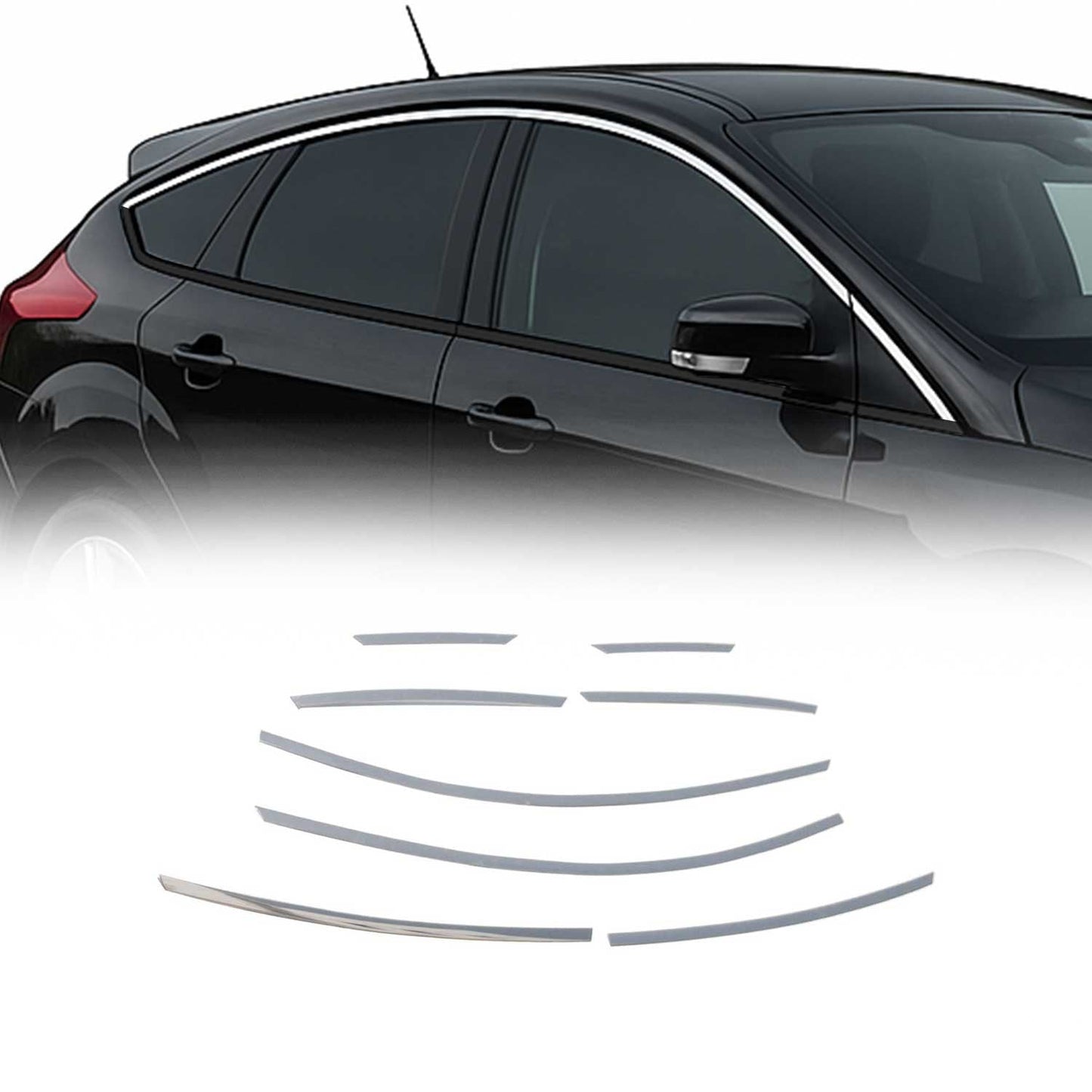 2012-2018 Ford Focus Hatchback Window Molding Trim Streamer Stainless Steel