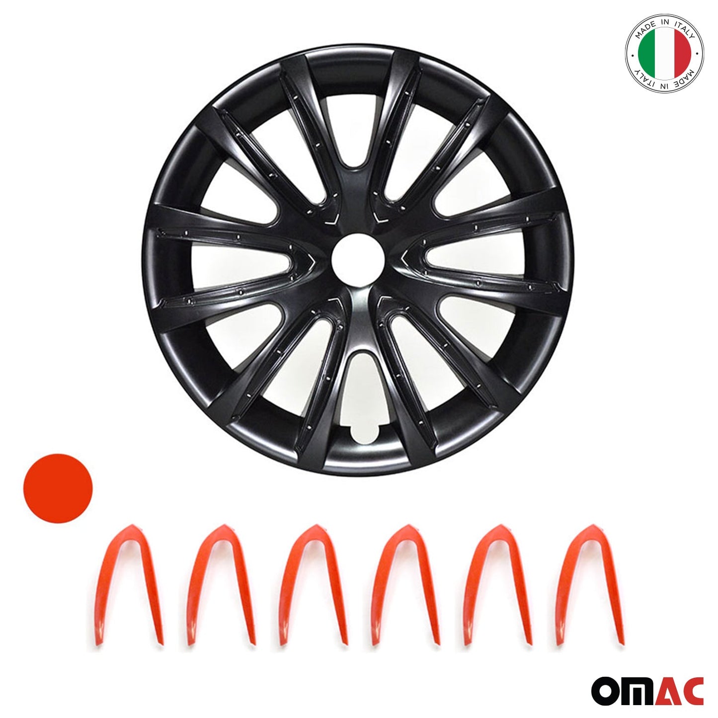 Bicolo Hub Caps Wheel Cover 16" Black & Red Full Set 4 pcs.