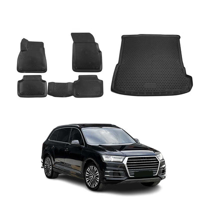 2017-2026 Audi Q7 Floor Mats & Cargo Liner Full Set All Weather Black
