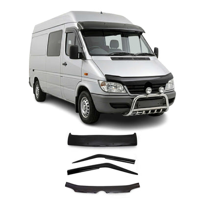 2003-2006 Dodge Sprinter Sun Visor & Bug Shield & Window Visor Deflector Kit 4Pcs Smoke