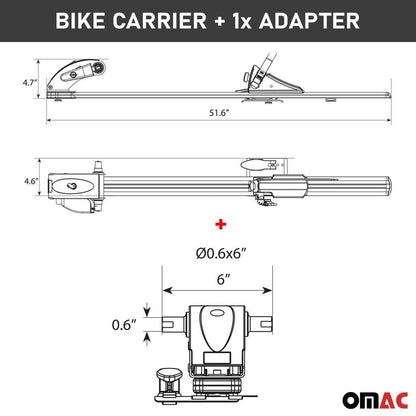 Roof Bicycle Rack Bike Carrier Alu. Upright With Optional 0,8x4,3 inch Fork Kit