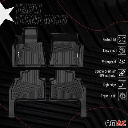 2019-2026 BMW X7 G07 Premium Floor Mats Liners 6 Seats First and Second Row Set Black