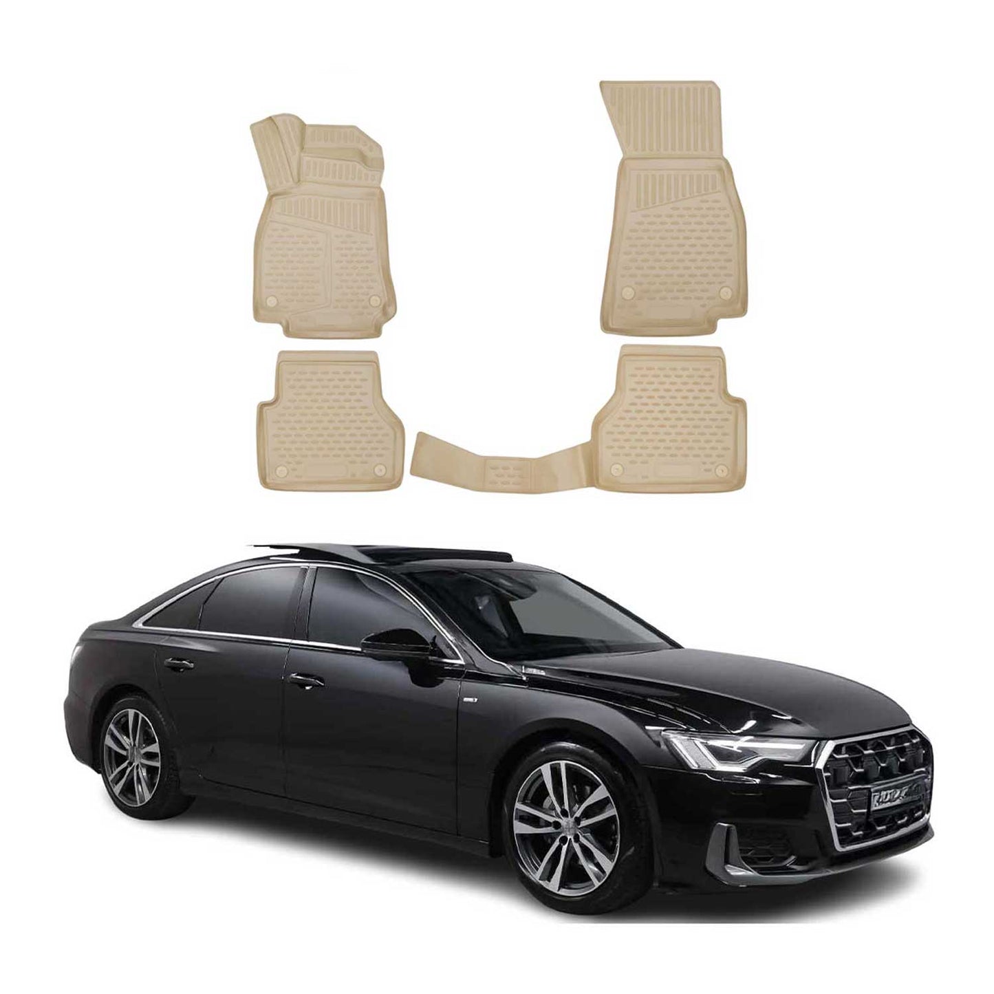 2019-2026 Audi A6 S6 RS6 Sedan Avant Allroad Floor Mats Liners Full Set All Weather Beige