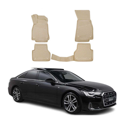 2019-2026 Audi A6 S6 RS6 Sedan Avant Allroad Floor Mats Liners Full Set All Weather Beige