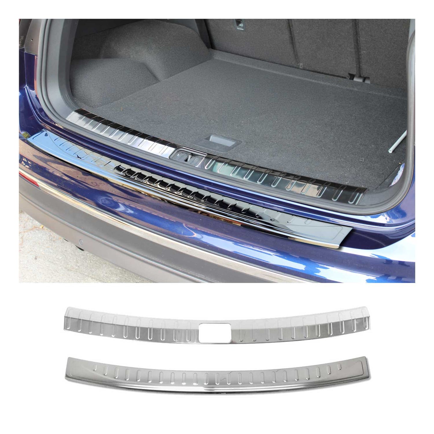2018-2024 VW Tiguan Rear Bumper & Trunk Sill Cover Set Stainless Steel Glossy