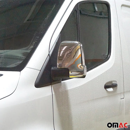 2019-2026 Mercedes Sprinter W907 910 Side Mirror Cover Caps Stainless Steel Silver 2Pcs