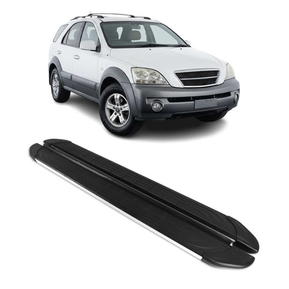 2003-2009 Kia Sorento Running Boards Side Steps Silver & Black
