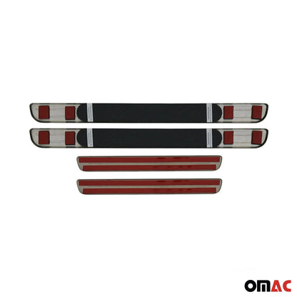 2018-2024 VW Tiguan Door Sill Scuff Plate Illuminated Stainless Steel Dark 4 Pcs