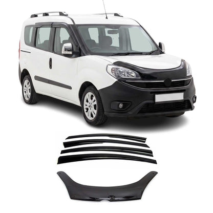 2019-2022 RAM ProMaster City Bug Shield Hood Deflector & Window Visor Vent Kit 5Pcs Smoke