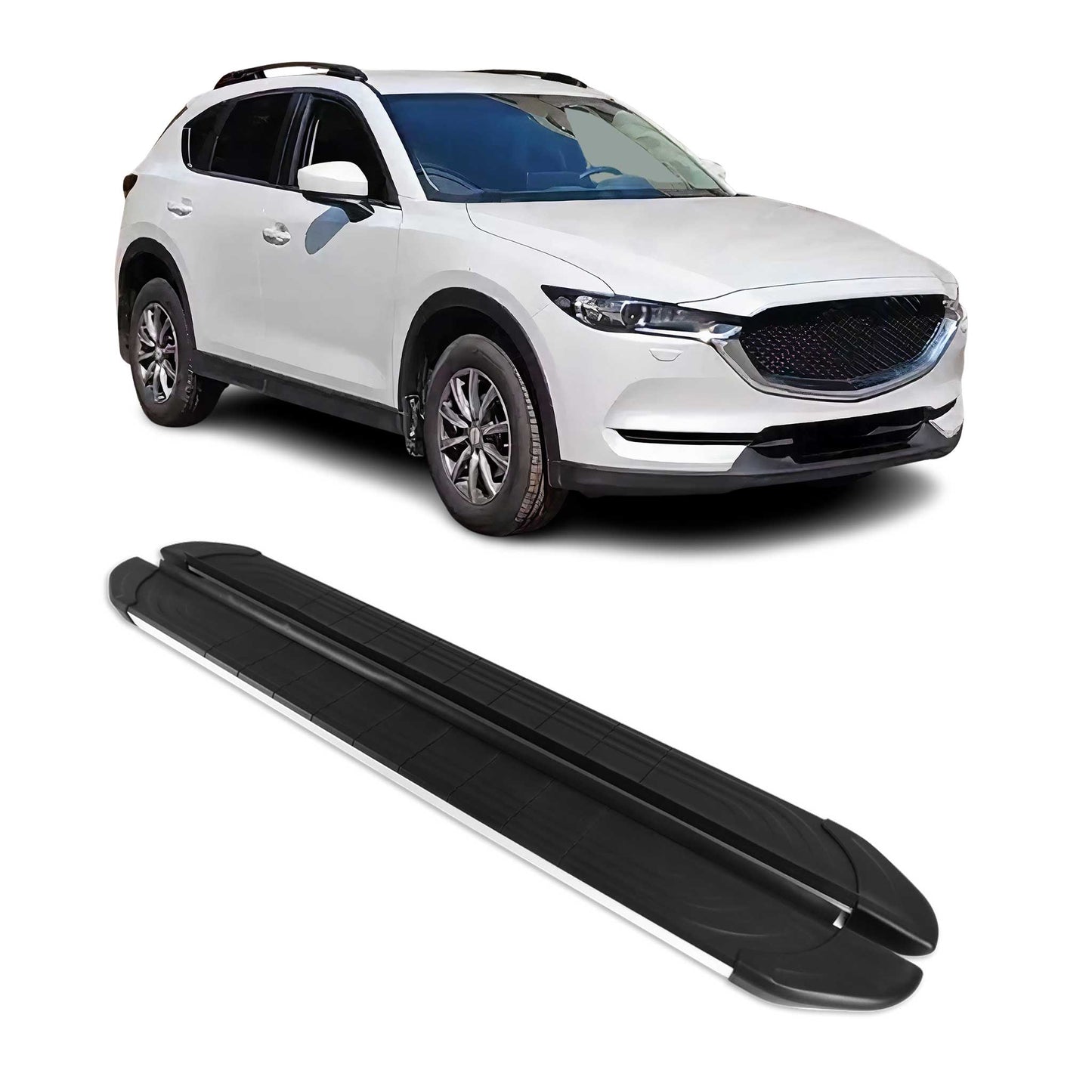 2017-2025 Mazda CX-5 2.gen Running Boards Side Steps Silver & Black