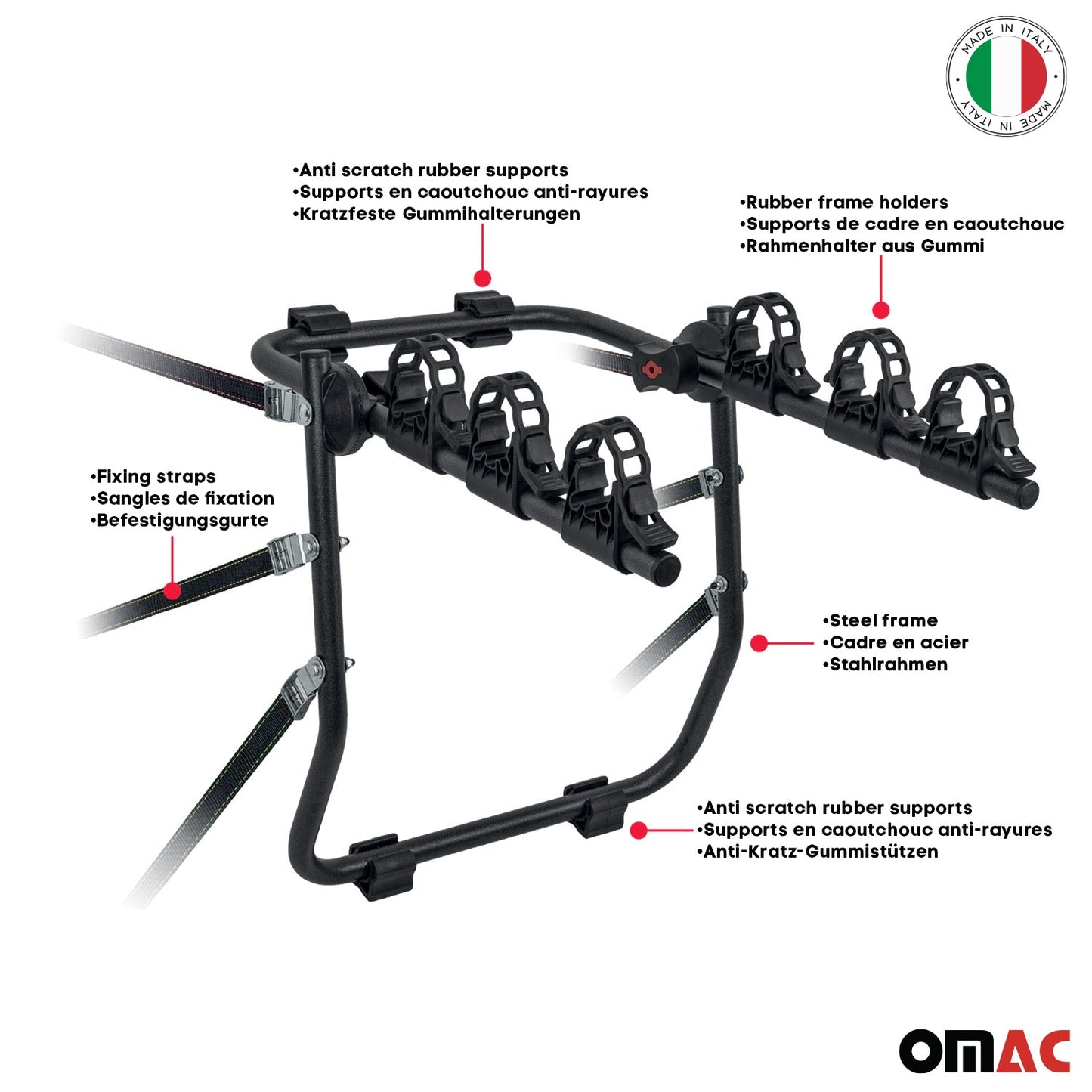 1999-2005 BMW 3 Series E46 Bike Racks 3 Bike Carrier Hitch Mount Steel Black