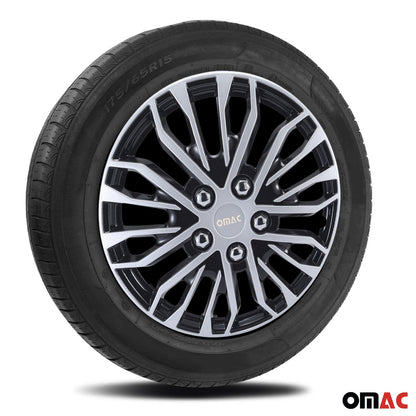 Rimini Hub Caps Wheel Cover 16" Grey & Black Full Set 4 pcs.