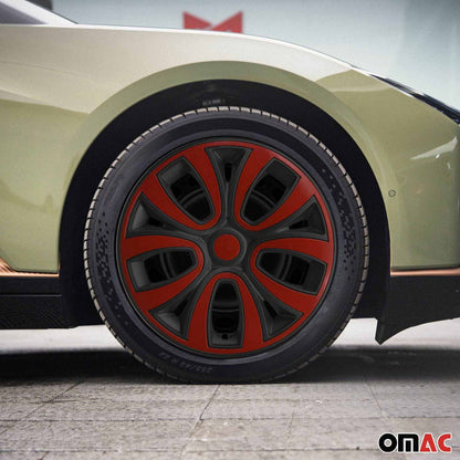 ColorFlex Hub Caps Wheel Cover 15" Black Matt & Red Full Set 4 pcs.