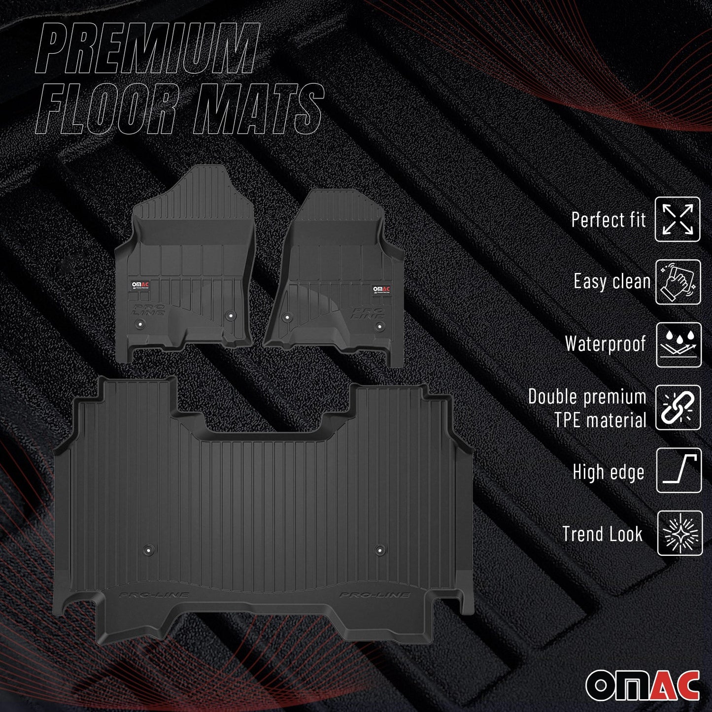 2019-2024 RAM 1500 Crew Cab Premium Floor Mats Liners Full Set All Weather Heavy Duty