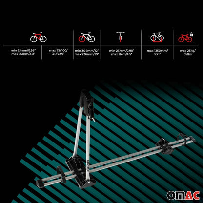 Bike Rack Mount Bicycle Carrier Lightweight Durable Aluminum Silver 2Pcs
