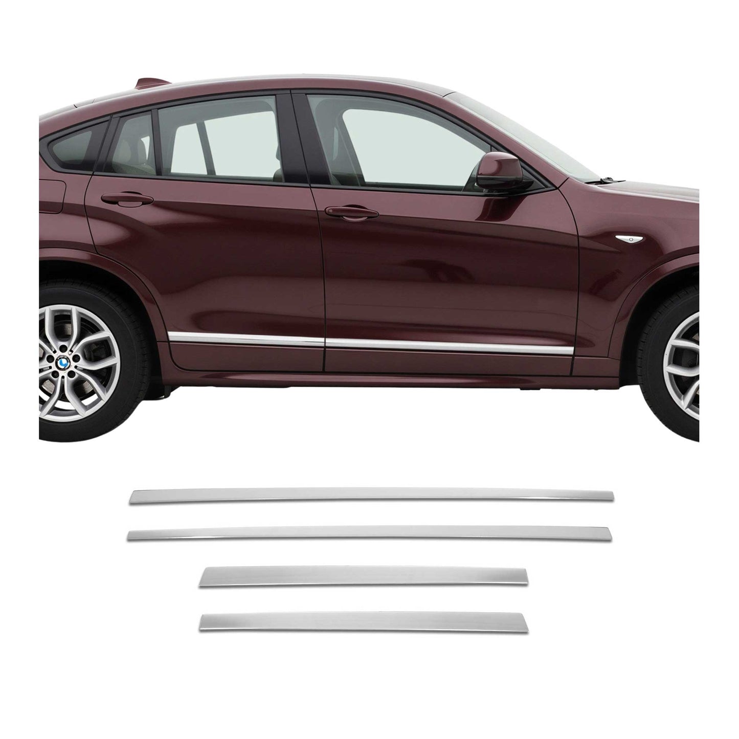 2015-2018 BMW X4 F26 Side Door Molding Trim Skirt Garnish Stainless Steel 4x